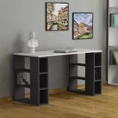 COLMAR, písací stôl, biela / antracit