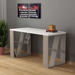 HONEY, písací stôl, biela / svetlá mocca
