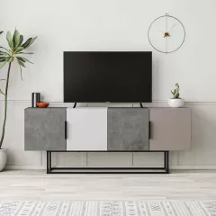 TONTINI, TV stolk, retro ed / biela / svetl mocca