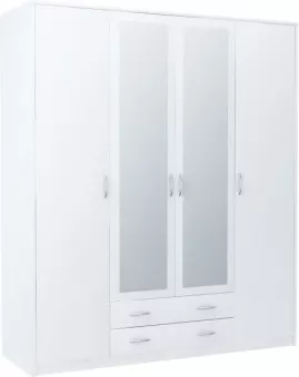 VIKA 4D 4-dverov skria so zrkadlom, biela