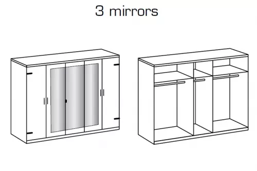 Skria MALM 566 5-dverov s 3 zrkadlami dub planked