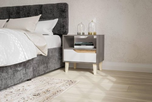 WOOD non stolk 1S, antracit/biela/dub Craft zlat