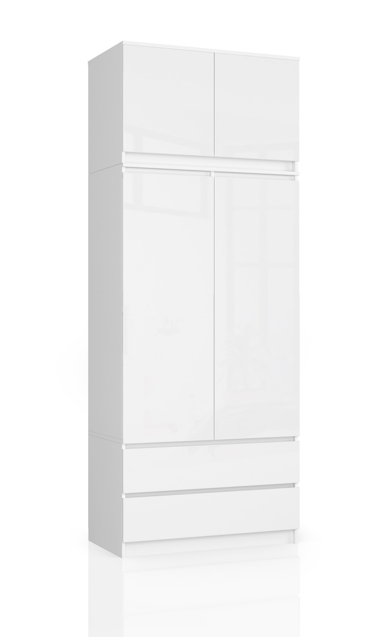 Akord Šatníková skriňa s nástavcom Star 90 cm BIELA / BIELY LESK