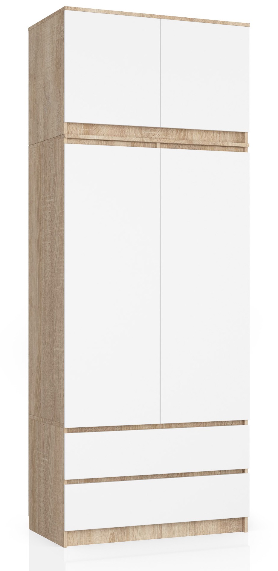 Akord Šatníková skriňa s nástavcom Star 90 cm DUB SONOMA / BIELA