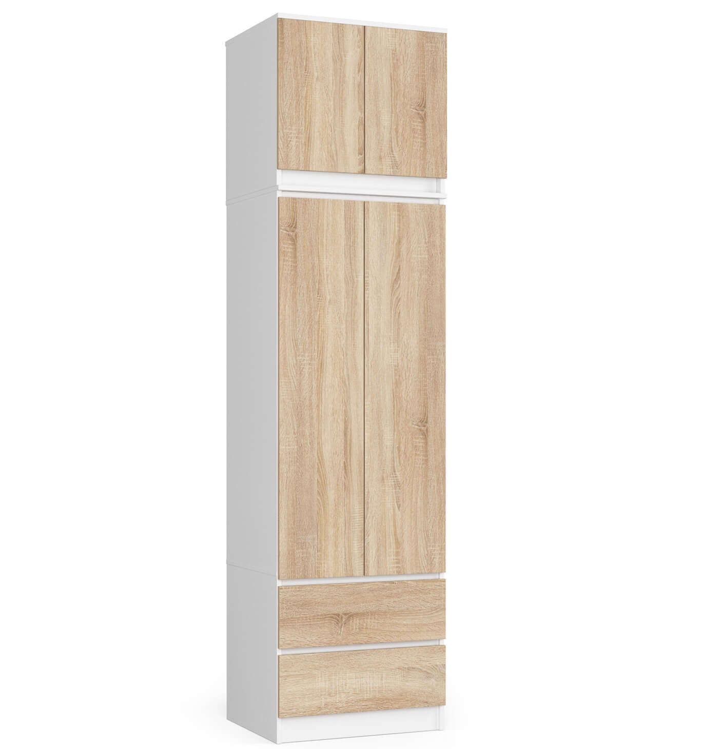 Akord Šatníková skriňa s nadstavcom Star 60 cm - biela-dub sonoma
