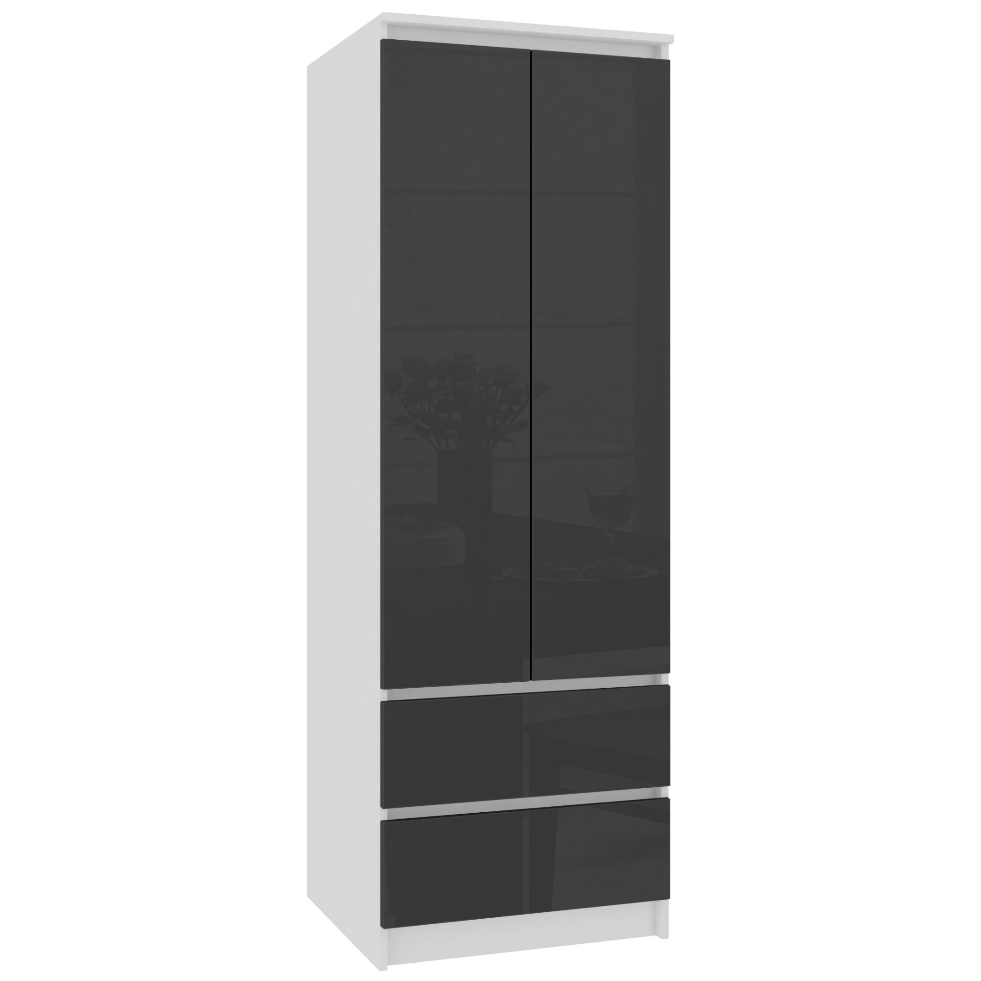 Akord Šatníková skriňa Star 60 cm BIELA / GRAFIT LESK