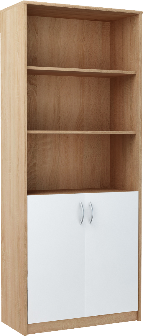 Casarredo MAX 5 policový regál s dvierkami, dub sonoma/biela