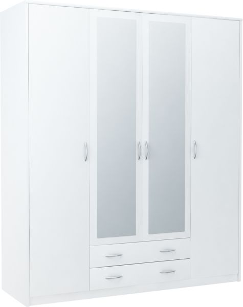Casarredo VIKA 4D 4-dverová skriňa so zrkadlom, biela
