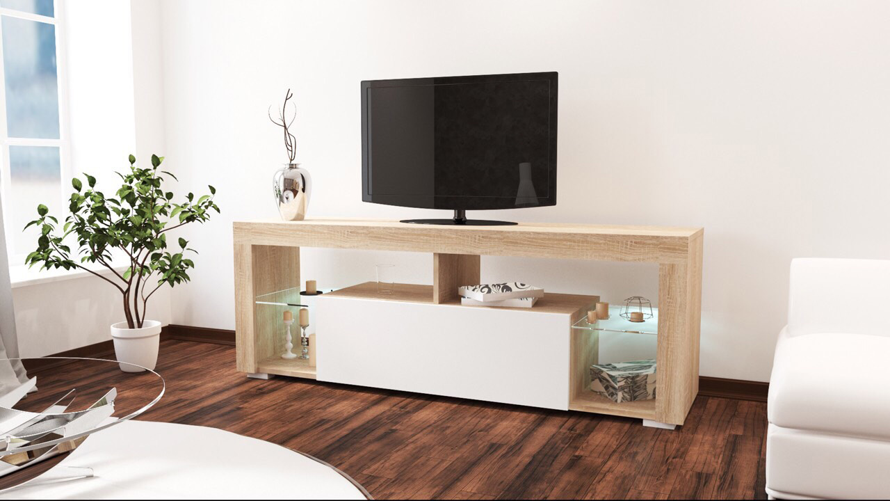 Casarredo VERA TV stolík, dub sonoma + biely lesk