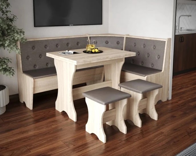 Casarredo CORNER kuchynský set, dub Sonoma/sivohnedá