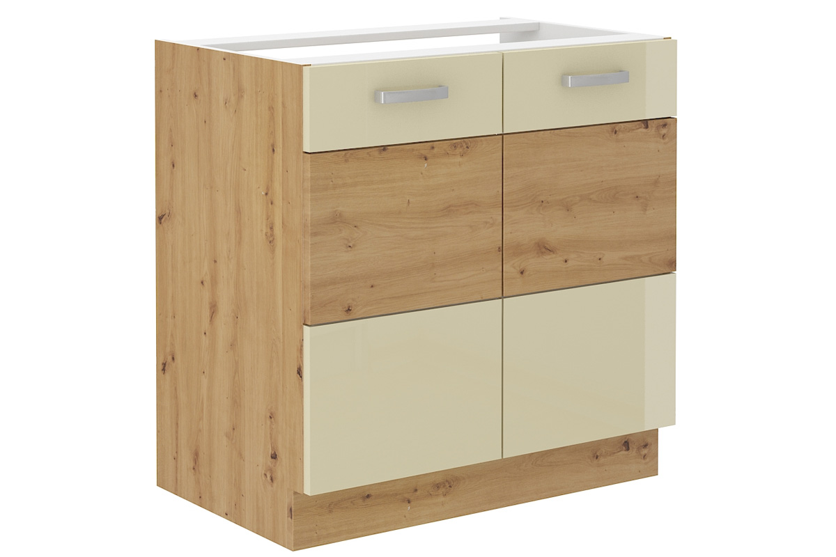 Lempert ARTISAN kuchynská skrinka 80 ZL 2F, krémová/dub artisan