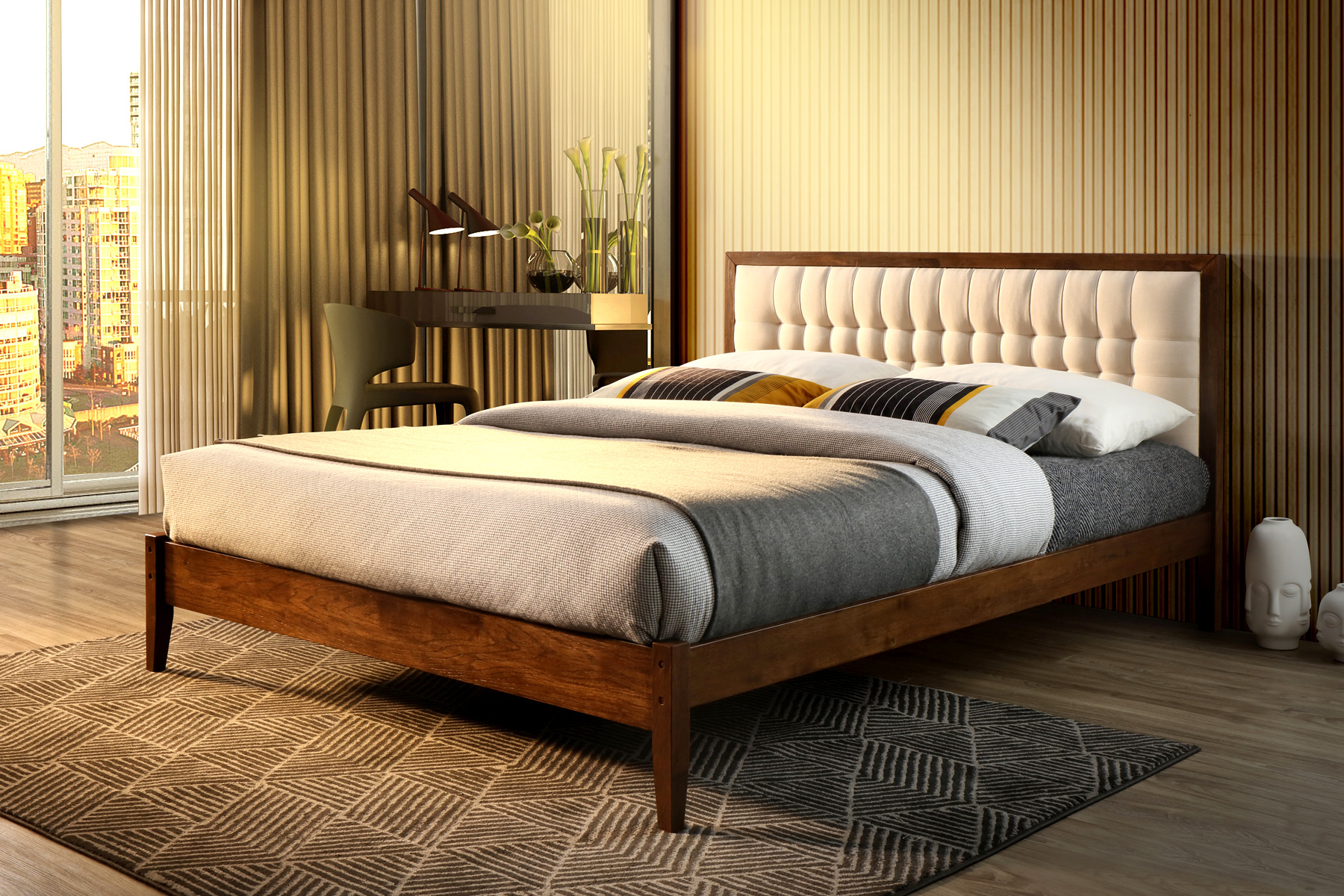 VerDesign RAVENNA manželská posteľ 180, orech/béžová