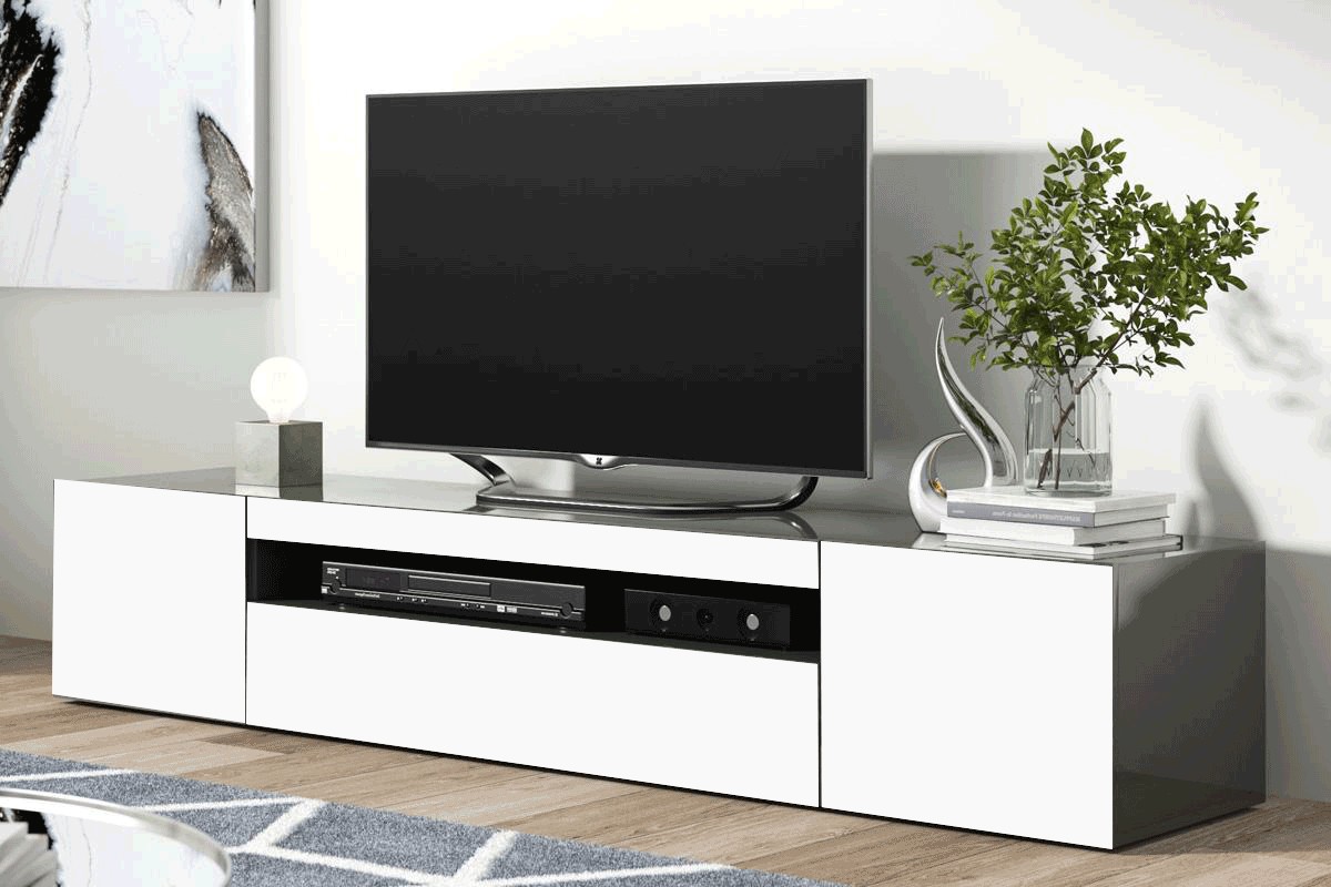 Casarredo FORZE moderný TV stolík, antracit/biely lesk, II. AKOSŤ