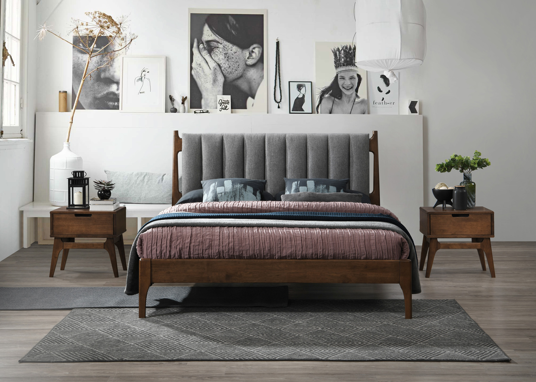 VerDesign ARGOS čalúnená posteľ 180x200, orech vlašský