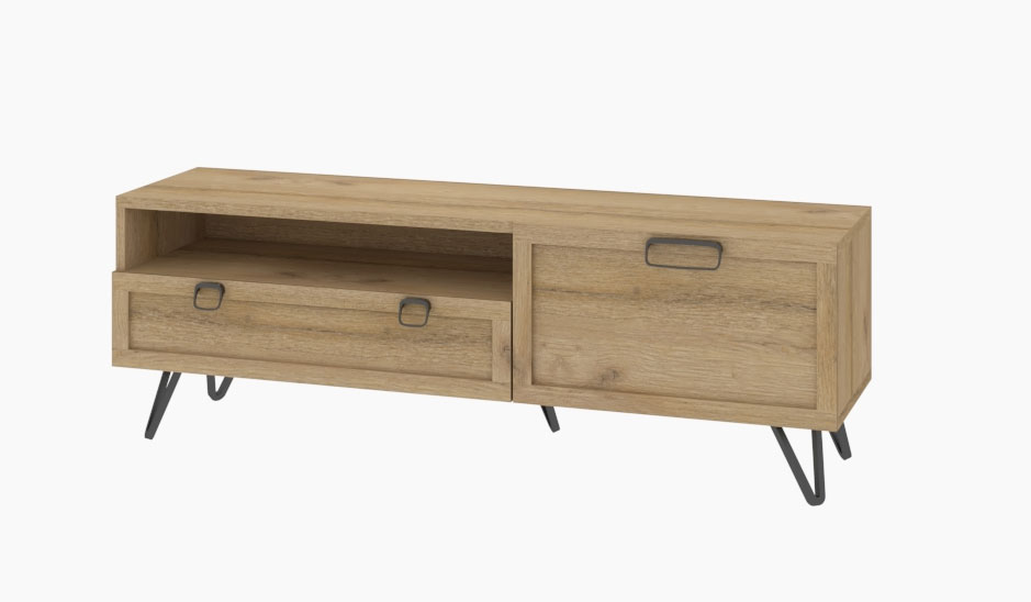 Szynaka LIMBO 25 stolík pod TV z masívu s LED, dub dziki/ artisan olej