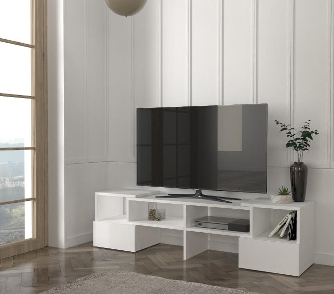Casarredo TWIN rohový TV stolík, biely