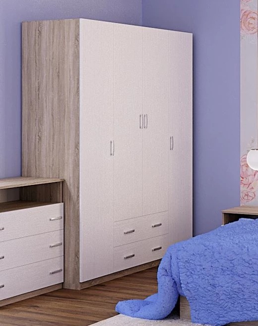 Casarredo STELLA šatníková skriňa, biela drevo-dub sonoma