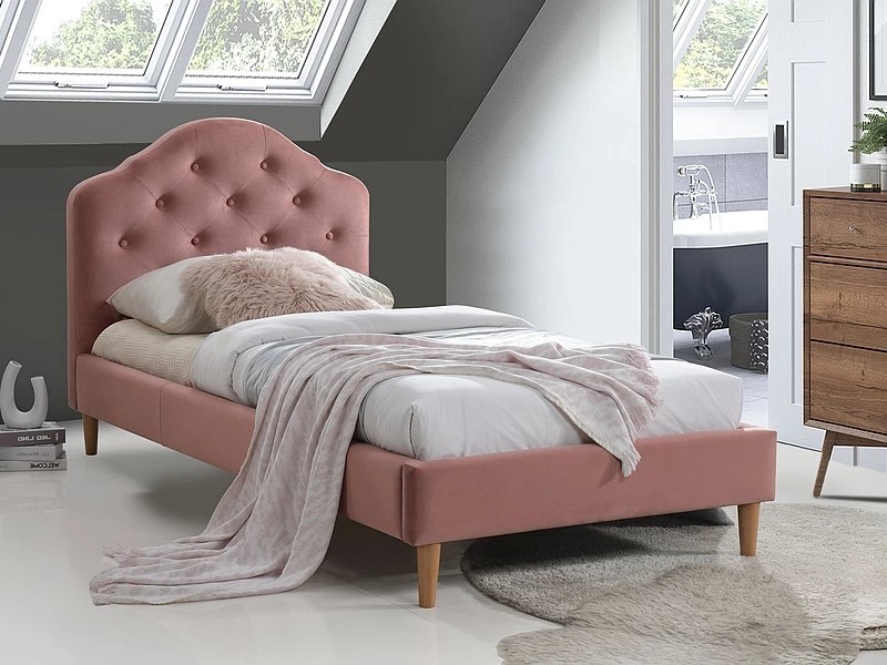 Signal CHLOE VELVET čalúnená posteľ 90 x 200, ružová