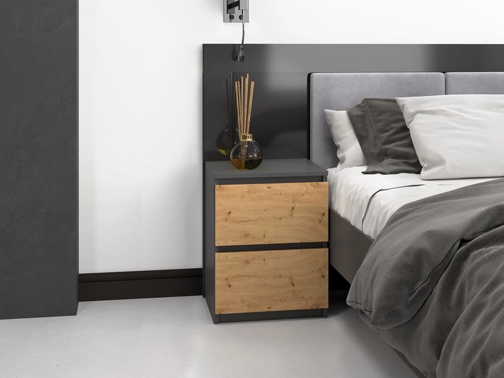 TOPESHOP W2 nočný stolík, antracit/ dub artisan