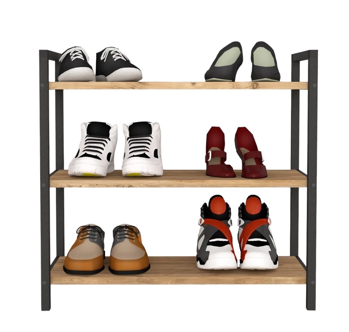 Casarredo SHELVE 3 SR regál na topánky, borovica / čierna