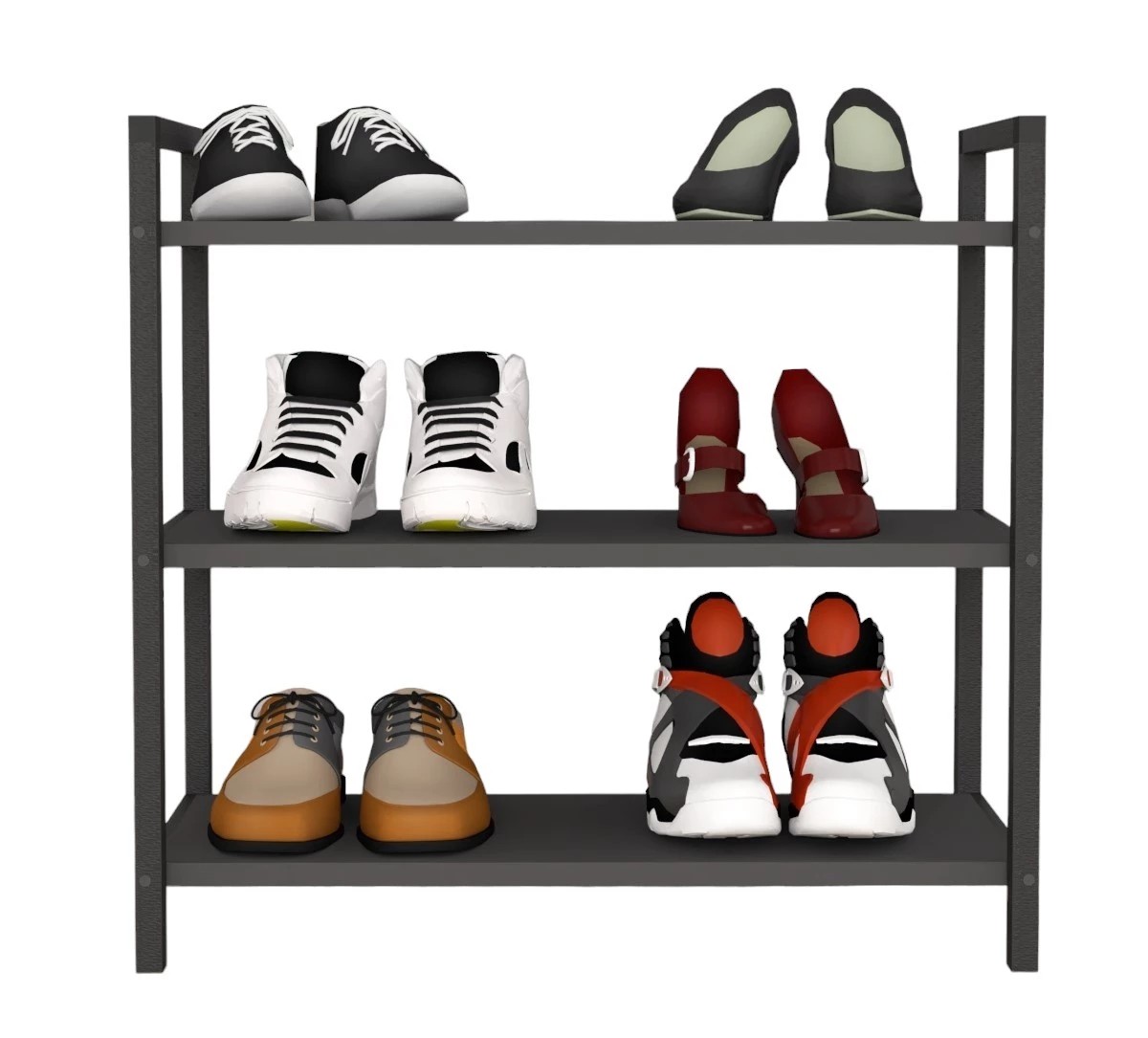 Casarredo SHELVE 3 SR regál na topánky, antracit / čierna