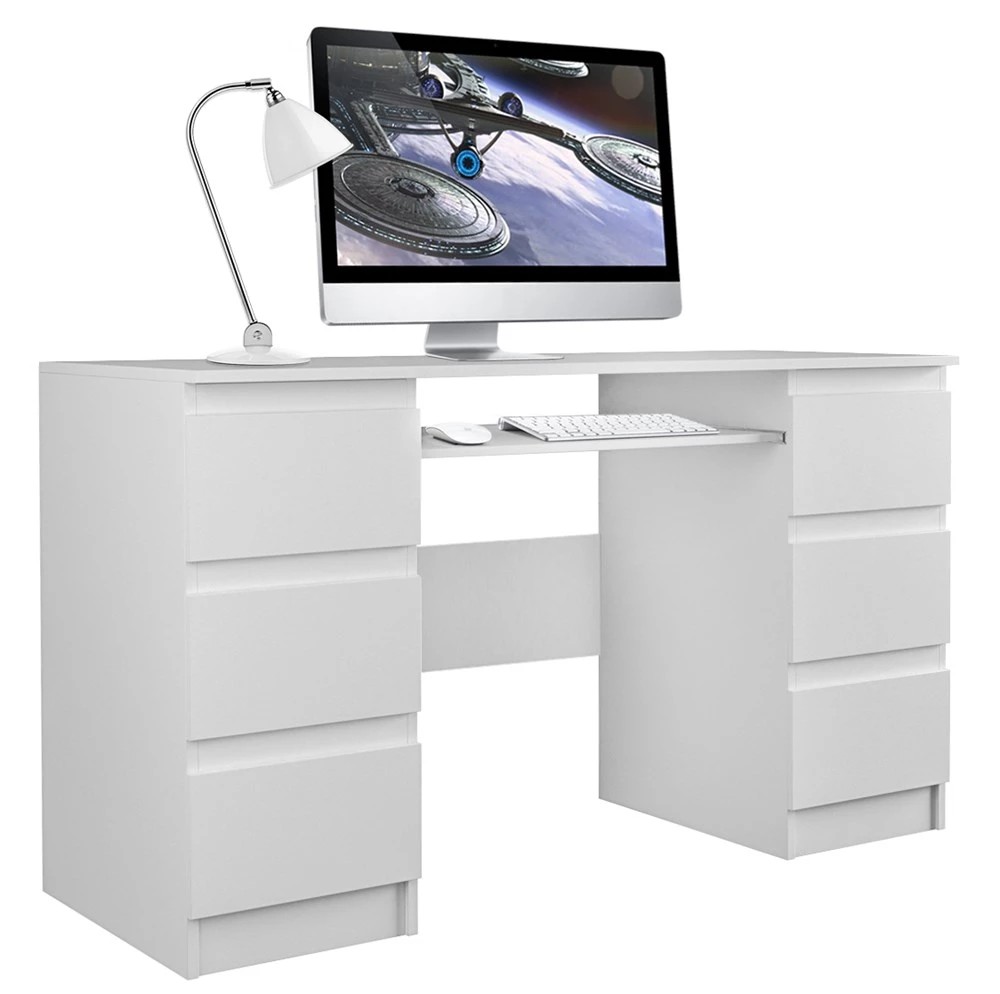 TOPESHOP KUBA písací stolík so zásuvkami, biely