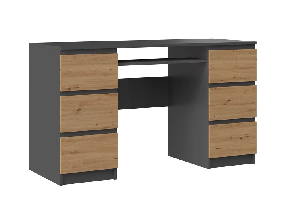 TOPESHOP KUBA písací stolík so zásuvkami, antracit/ dub artisan