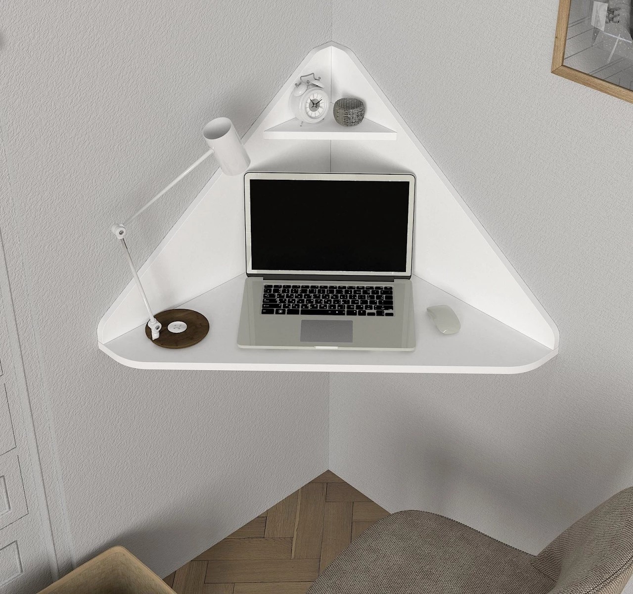 Casarredo HOMEOFFICE rohový PC stolík, biela