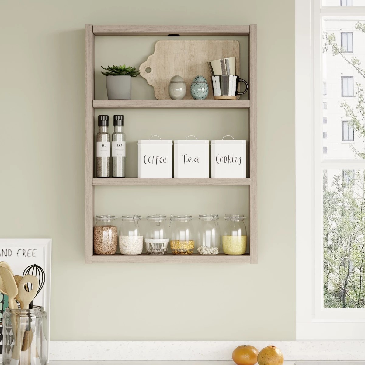 YURUPA PR1 nástenná polica, dub