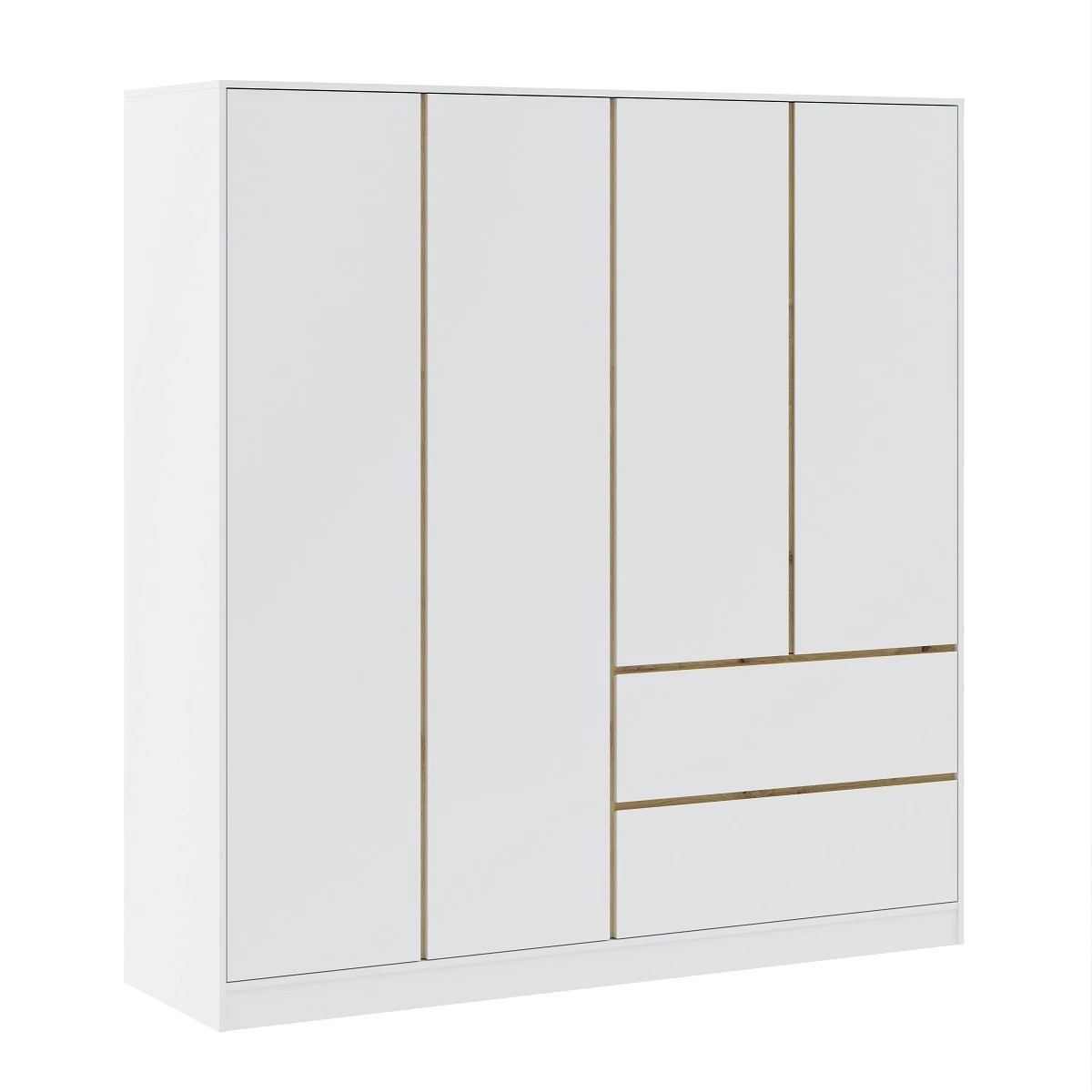Casarredo BASIT šatníková skriňa 4D2S, biela / dub Artisan