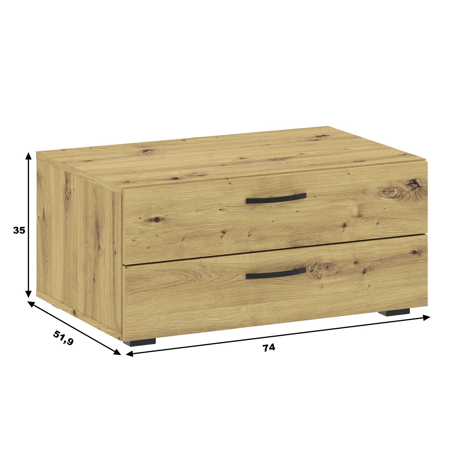Casarredo BASIC zásuvková komoda 2S, biela / dub Artisan
