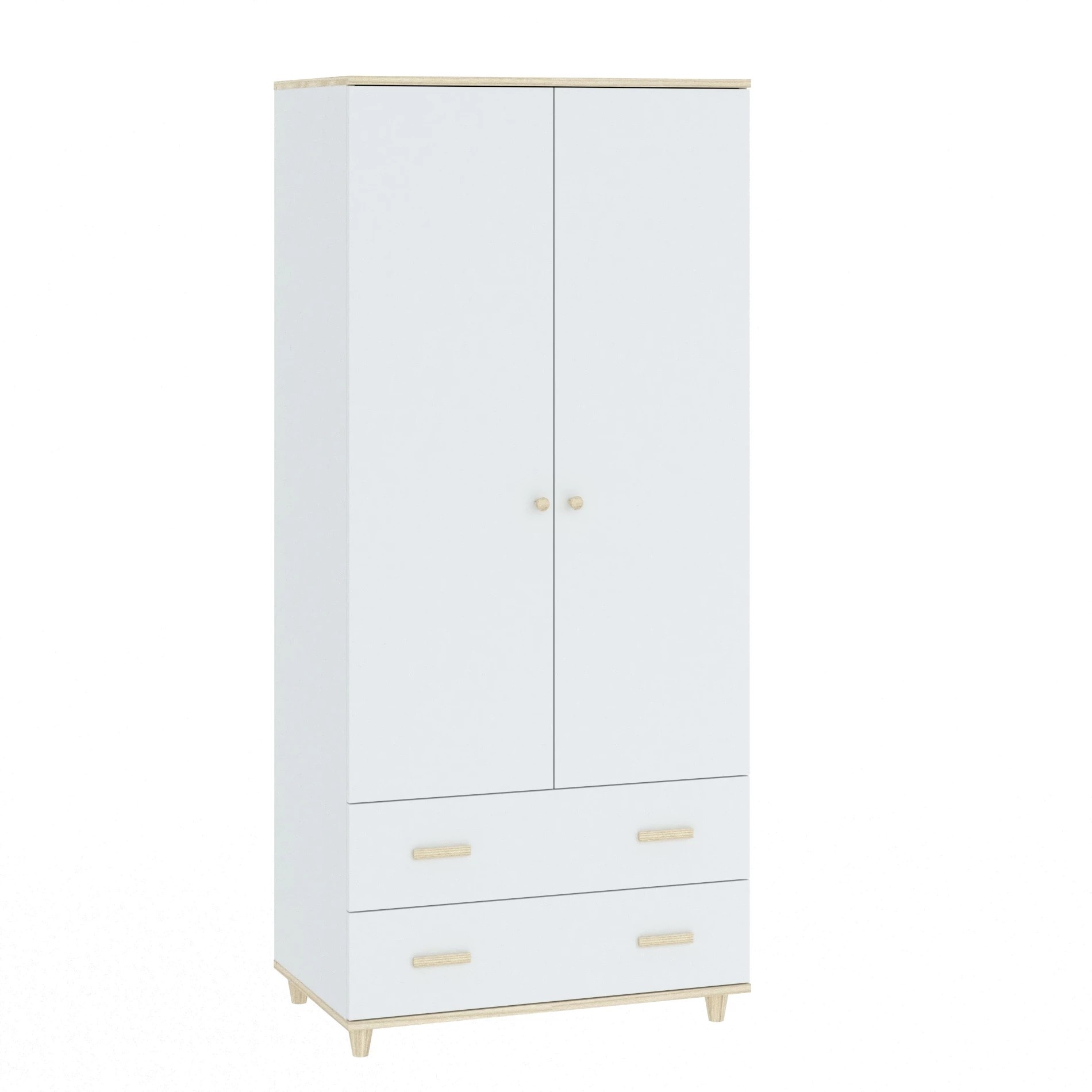 Casarredo GOODY šatníková skriňa 2D2S, biela / akácia
