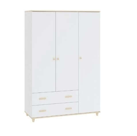 Casarredo GOODY šatníková skriňa 3D2S, biela / akácia