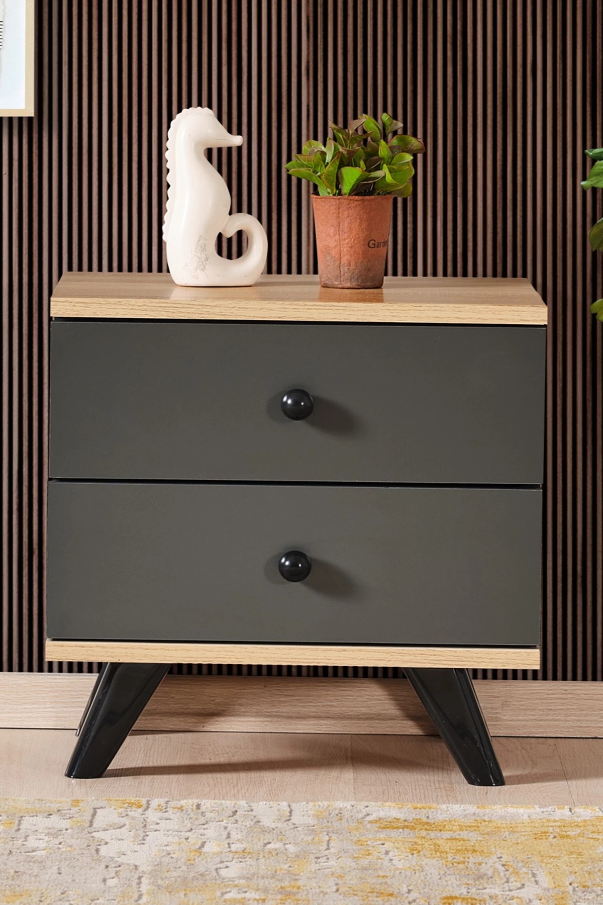 AEKA PEARL nočný stolík, dub Sonoma/grey