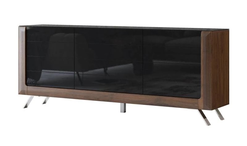 Helvetia KASAI komoda 3D, orech Columbia / čierny lesk