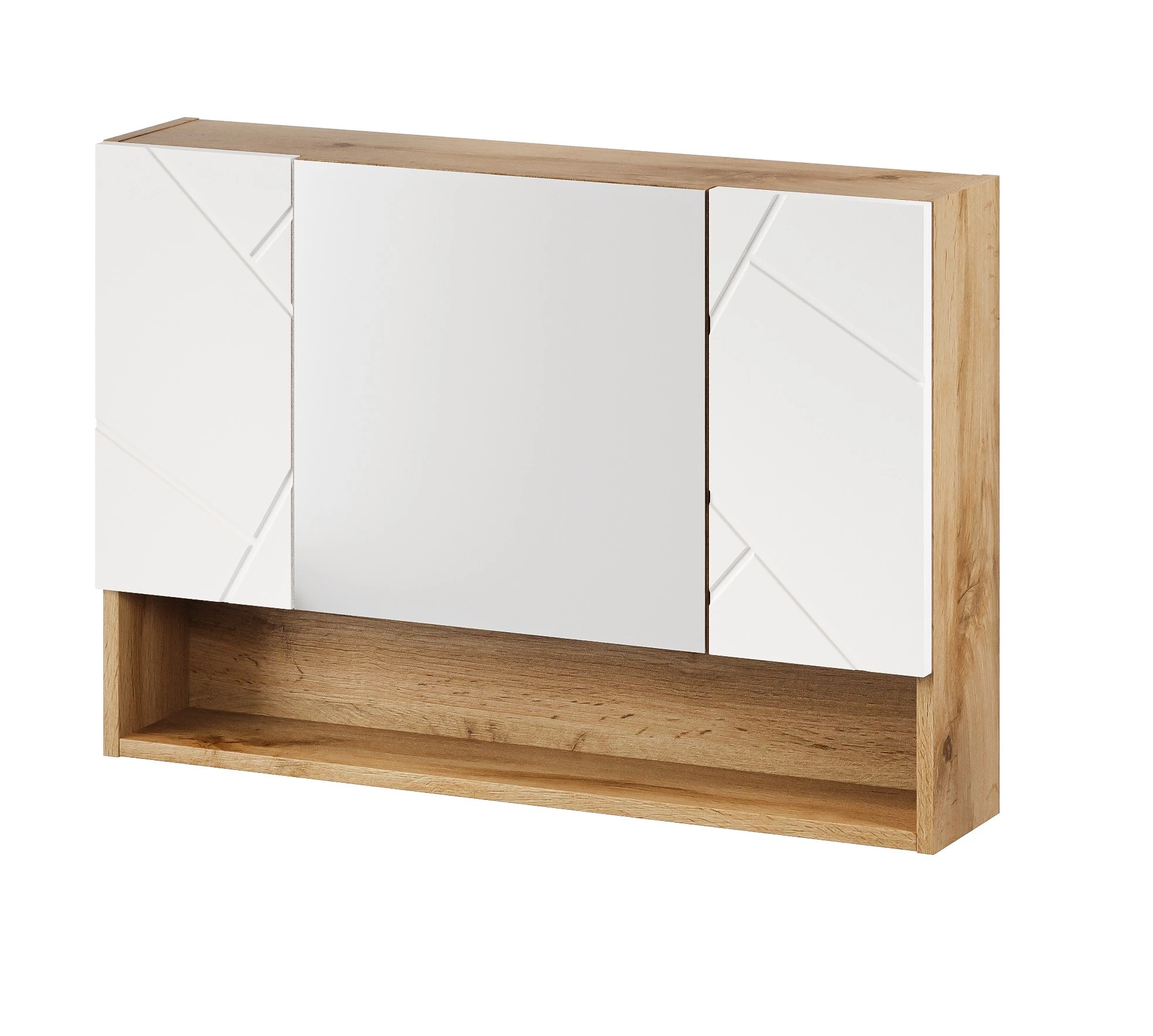 Szynaka MAZI 58 skrinka do kúpeľne so zrkadlom, dub Wotan / biela