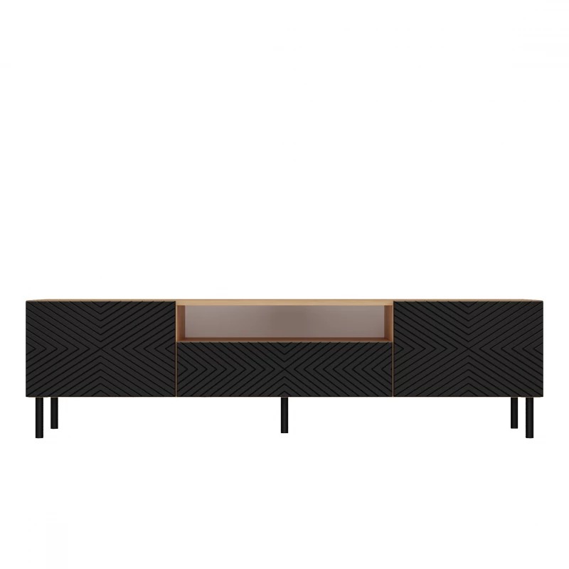 TOPESHOP KAMA 2K štýlový TV stolík na nožičkách, zelený / dub Artisan