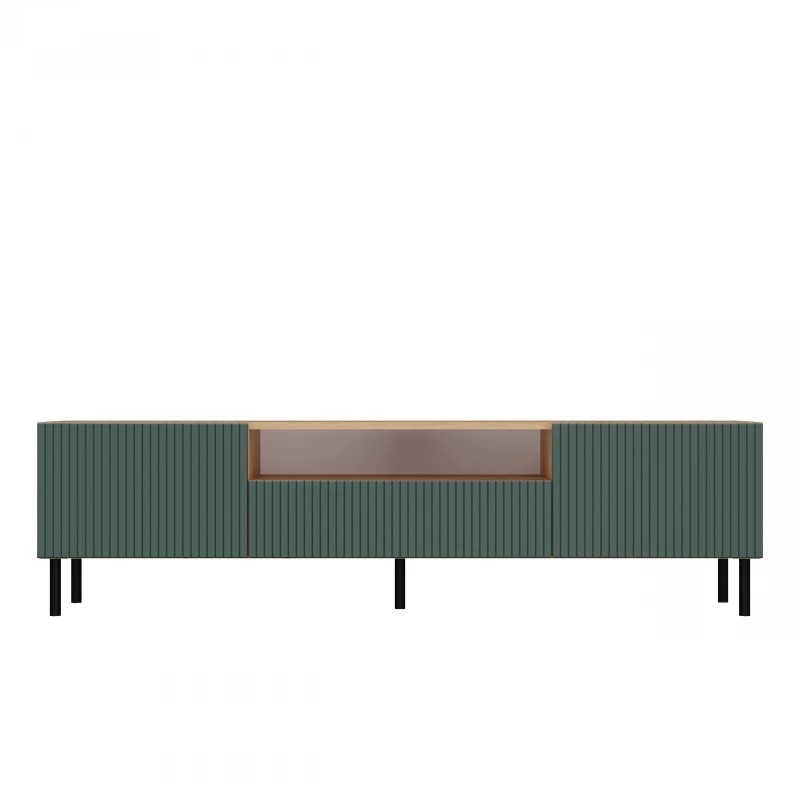 TOPESHOP KAMA štýlový TV stolík na nožičkách, zelený / dub Artisan