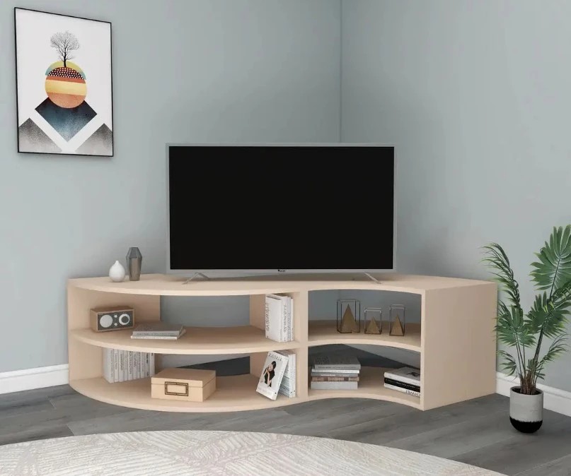 NETSAN MELITTA rohový TV stolík, béžová