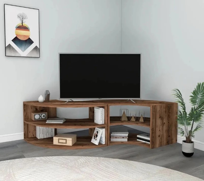 NETSAN MELITTA rohový TV stolík, orech
