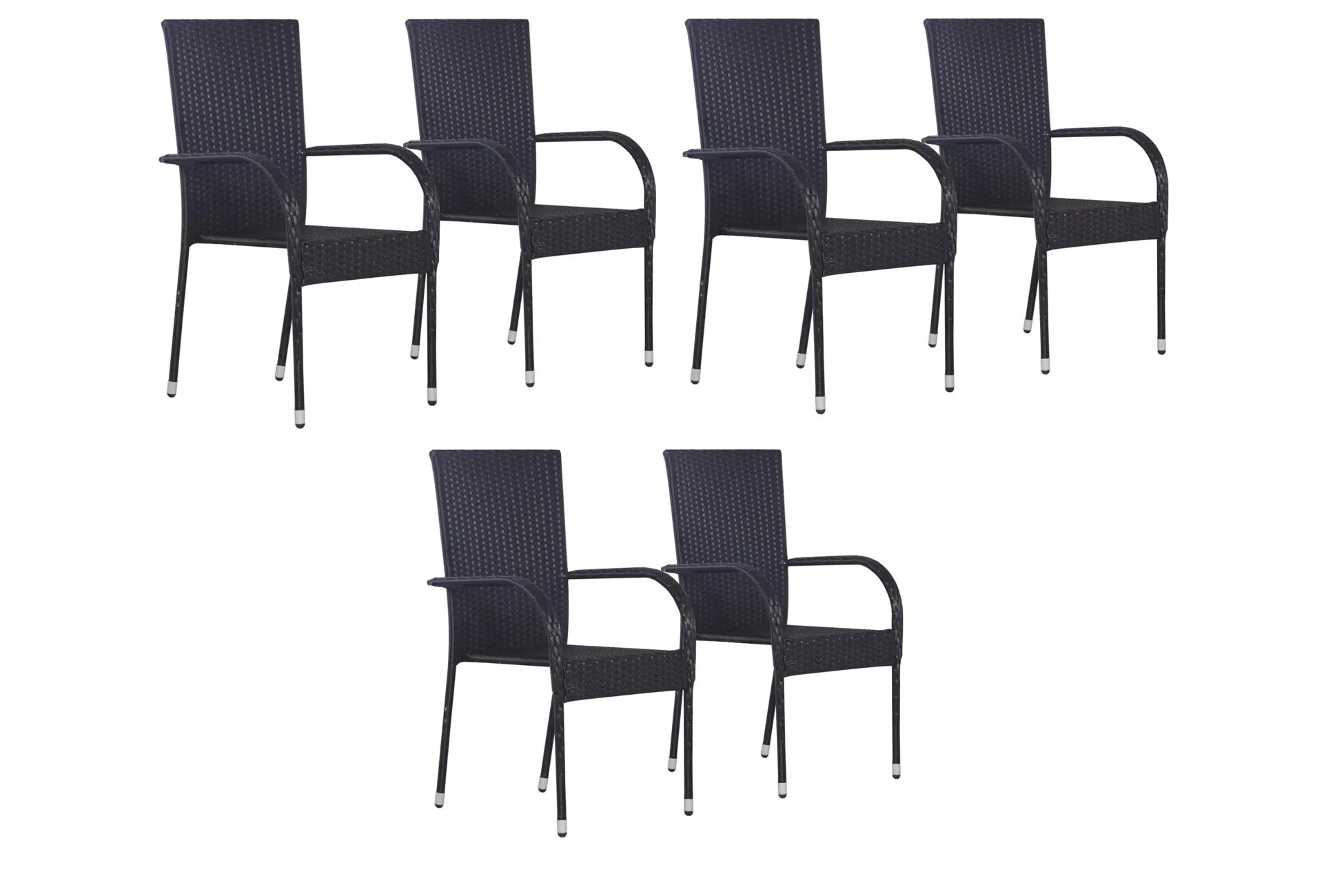 VerDesign 6 x PARIS II záhradné ratanové kreslo, čierna