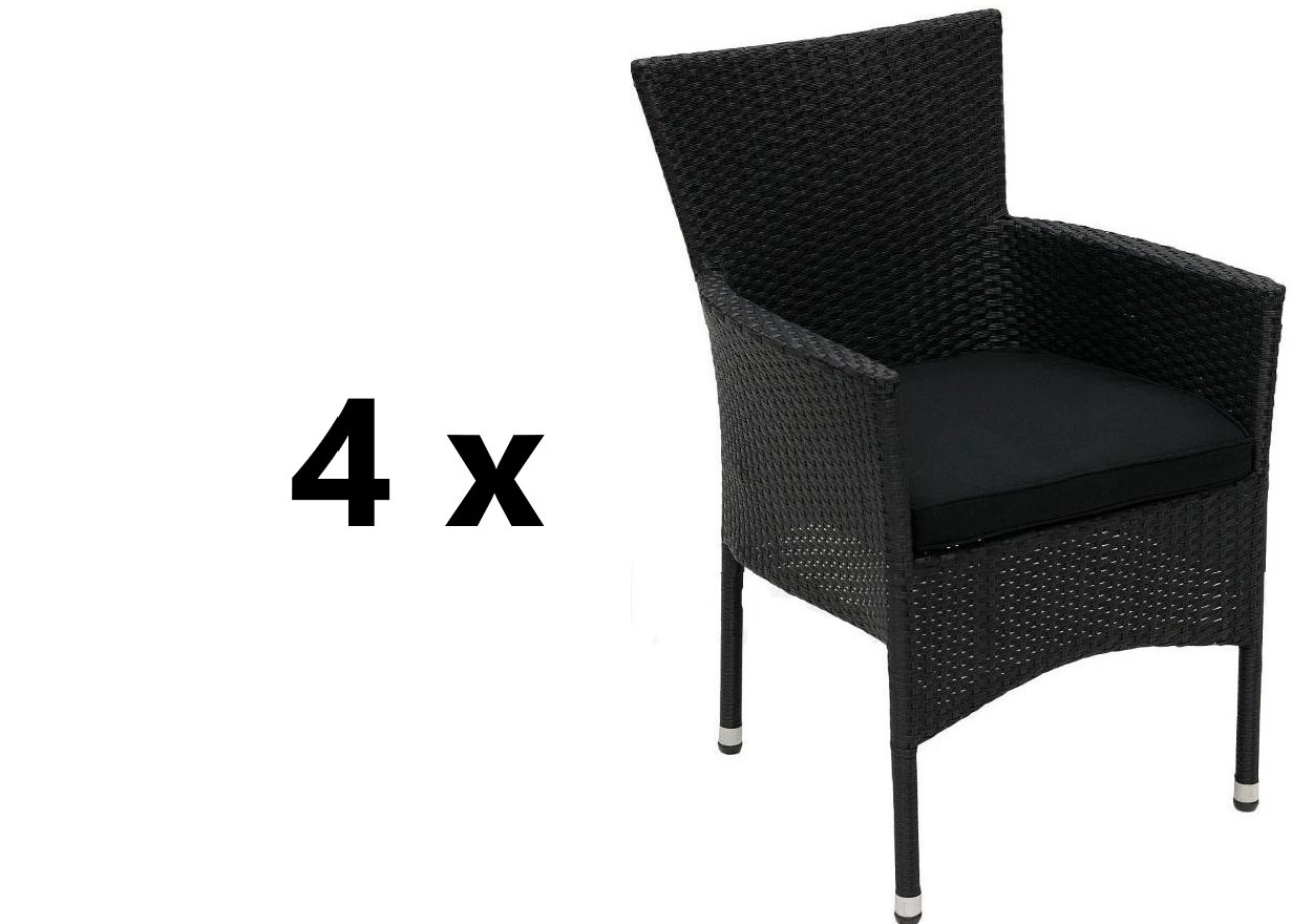 VerDesign 4 x BALI záhradné ratanové kreslo, antracit