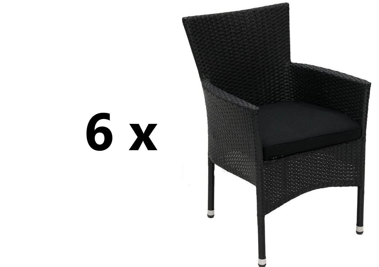 VerDesign 6 x BALI záhradné ratanové kreslo, antracit