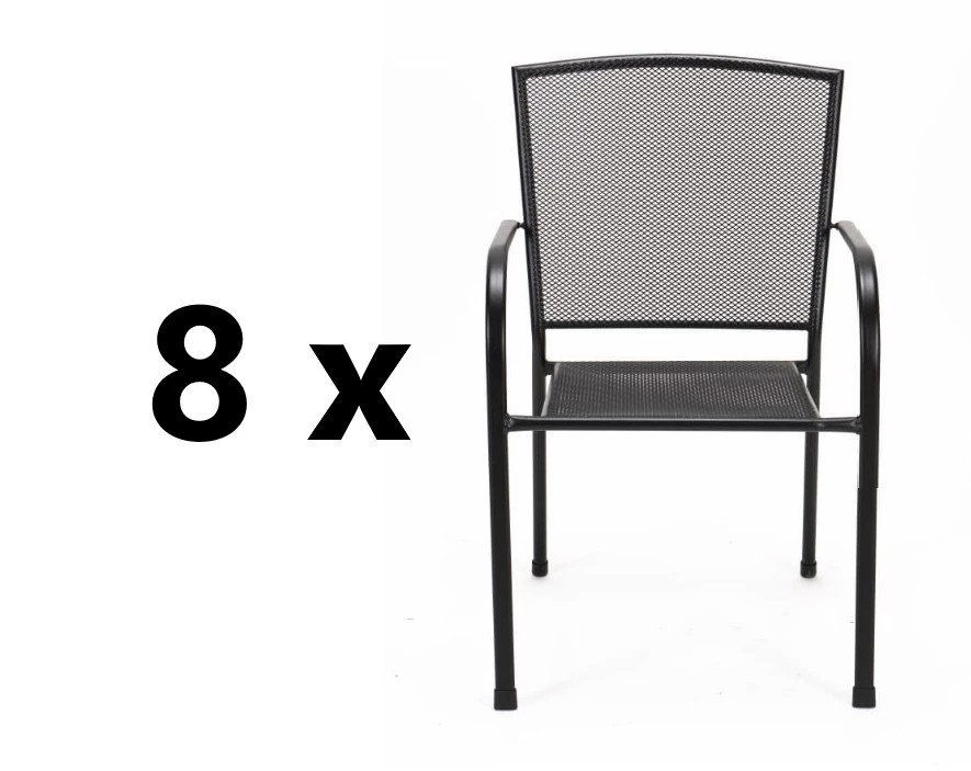 VerDesign 8 x RIVIERA kovová záhradná stolicka, cierna