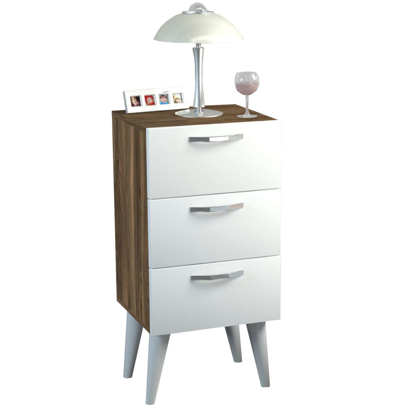 Casarredo BELLINI 3D úzka komoda, biela/orech