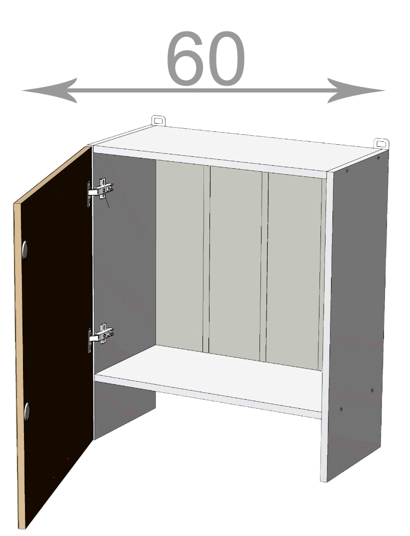 Casarredo CRAFT vysoká skrinka nad digestor 60, W6068, grafit/biela matná