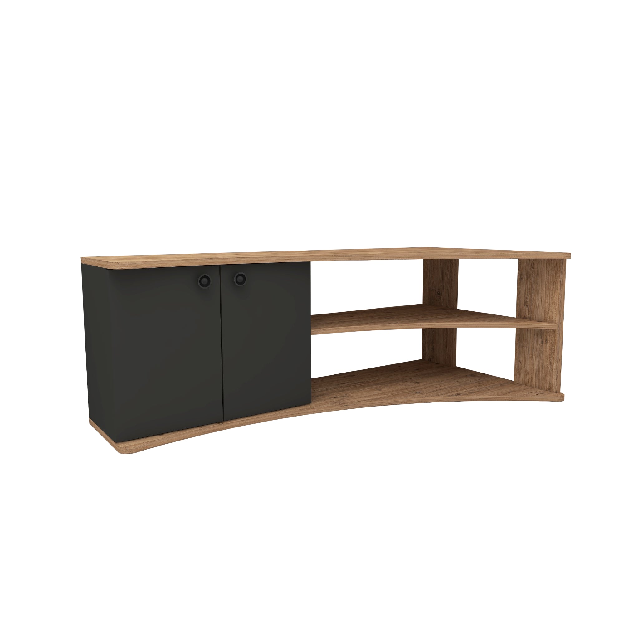 NETSAN DION rohový TV stolík, borovica Atlantic / antracit