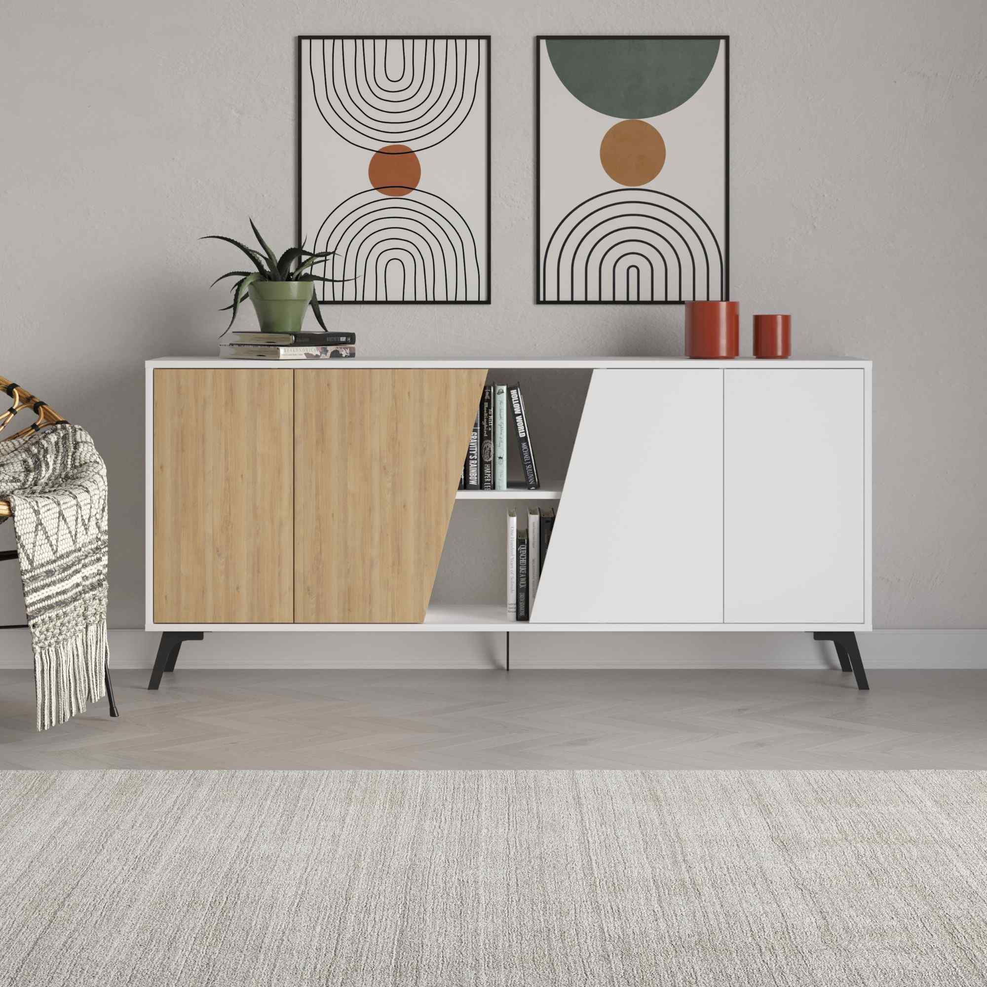DECORTIE FIONA 180, komoda, biela / dub