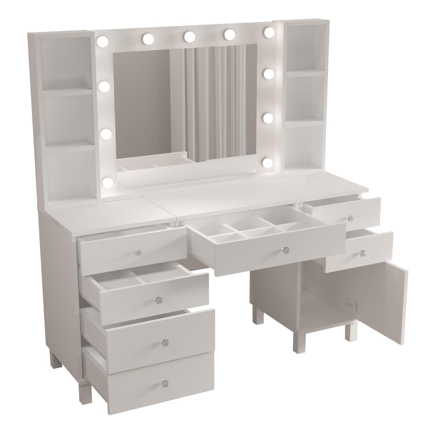 YURUPA Home toaletný stolík s osvetlením 7S, biela
