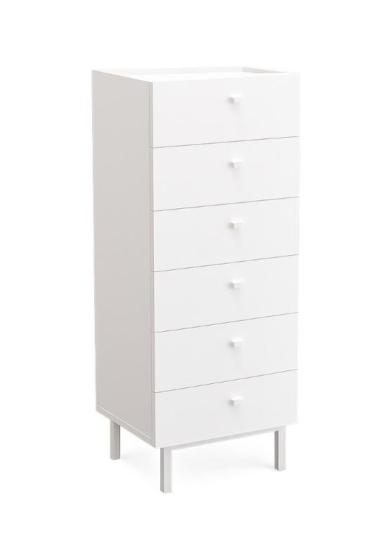 YURUPA Home vysoká šuplíková komoda 6S, biela